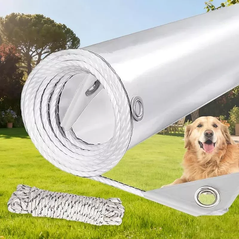 Clear Tarps Heavy Duty PVC, Transparent Tarp Durable Waterproof Dustproof Windproof, Tarpaulin with Grommets & Ropes for Greenhouse, Patio, Garden, Pavilion, Chicken, Porch, Outdoor (3.3′ x 8.2′)