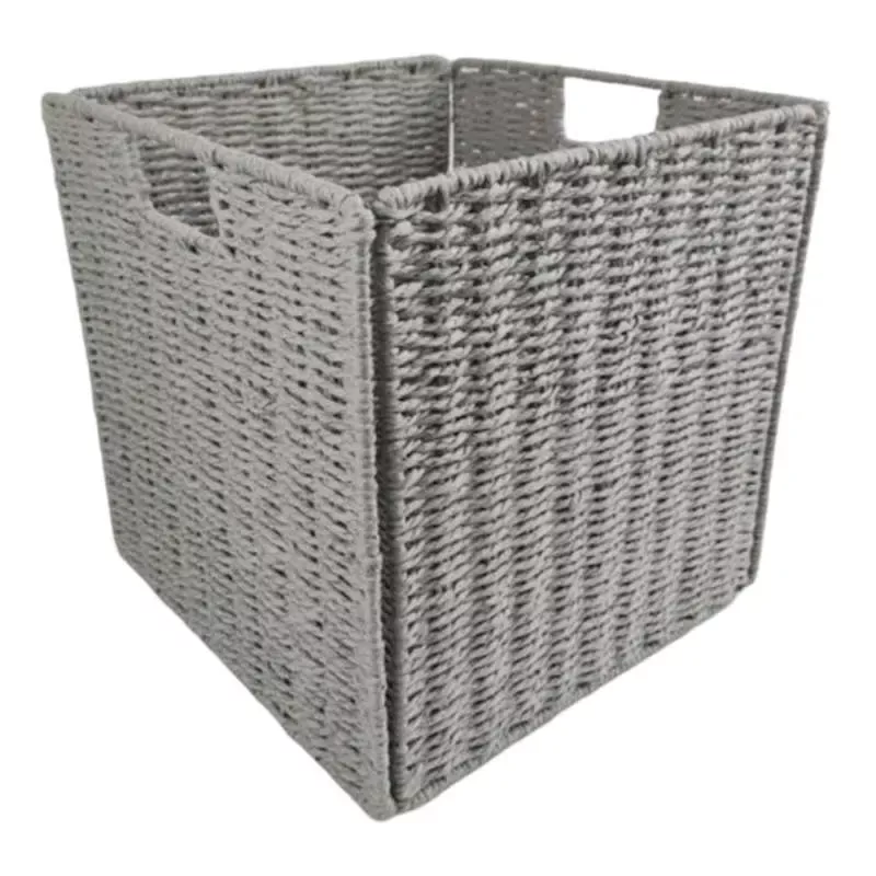 Collapsible Paper Rope Modular Storage Cube, Grey