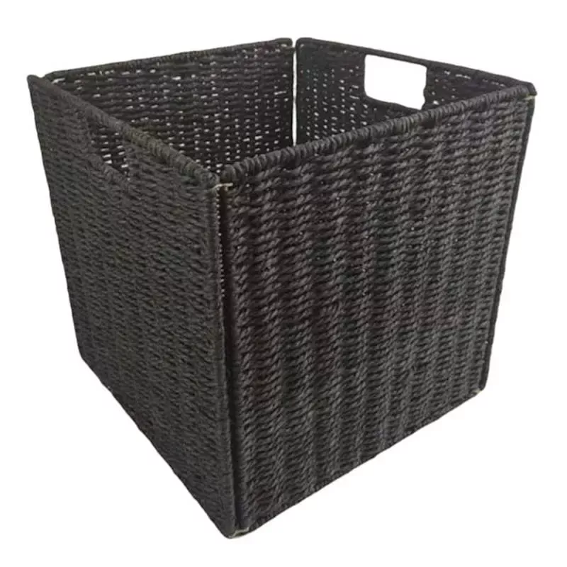 Collapsible Paper Rope Storage Cube, Black