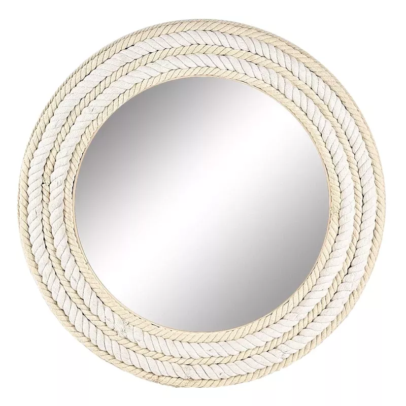 Cotton Rope Round Wall Mirror, 24"