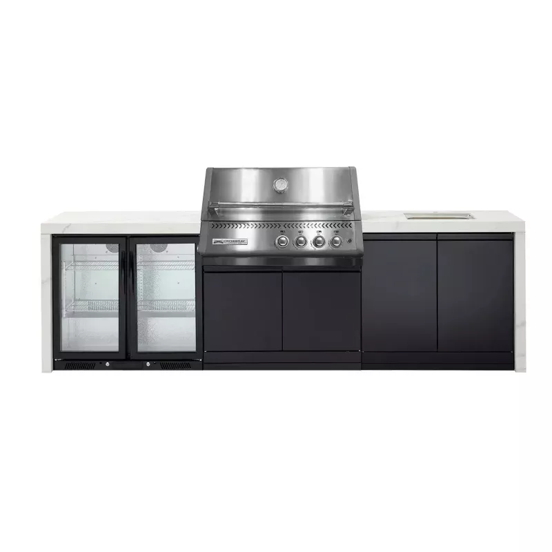 Crossray Premium Xplor White Outdoor Kitchen with 4 Burner BBQ Double Fridge