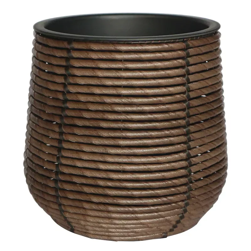 Dark Brown Forest Polywicker Outdoor Planter, Medium