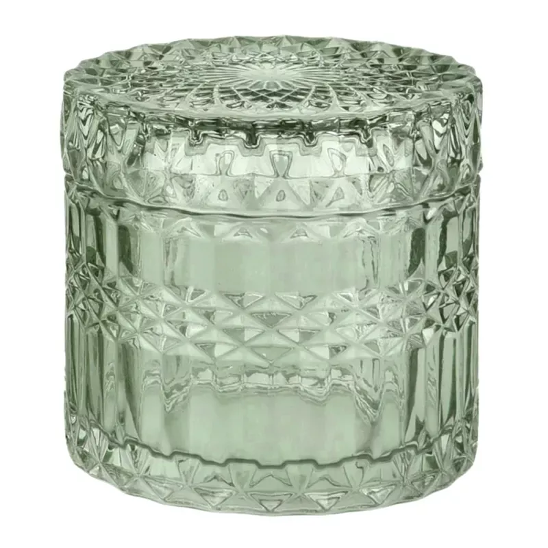 Diana Green Textured Glass Jar, 3.3"