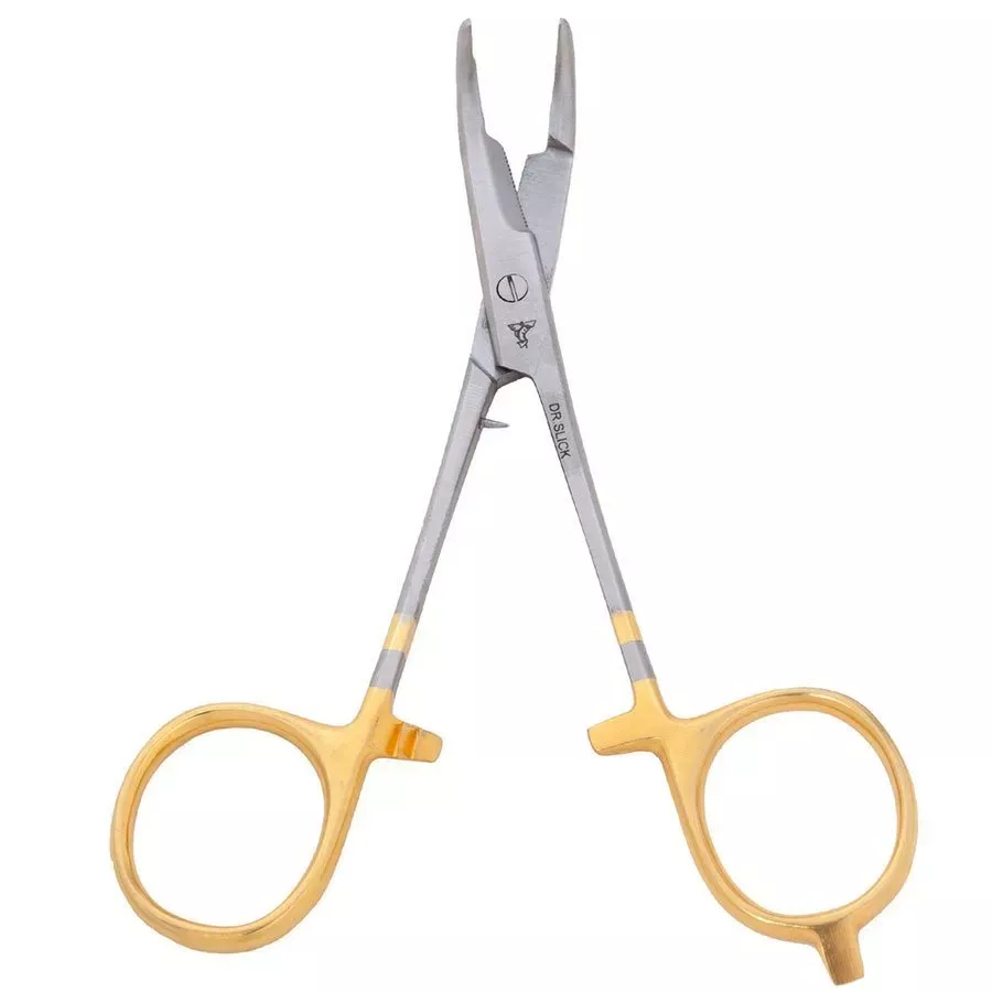 Dr. Slick Co. Scissor 5 1/2" Curved Tip Scissor Clamps - Gold Loop