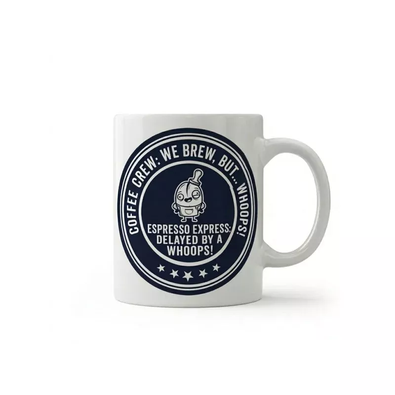 Dyzi Coffee Crew We Brew But Whoops Funny Quote Ceramic Mug