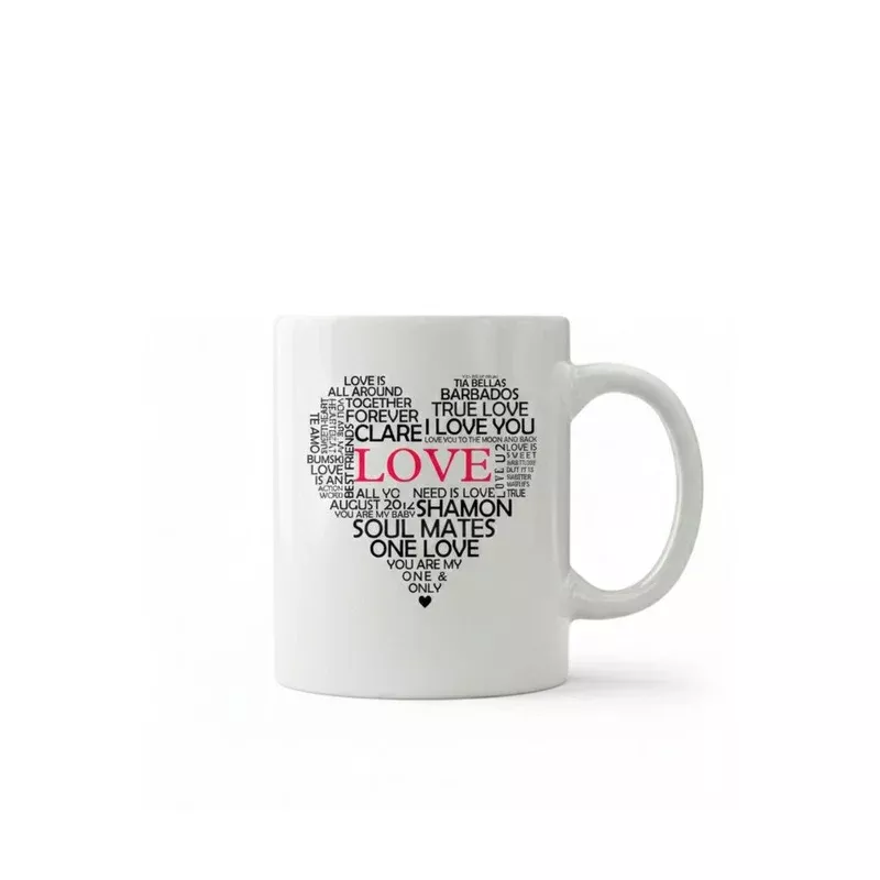 Dyzi Love Typography Heart Printed Ceramic Mug Valentines Day Gift