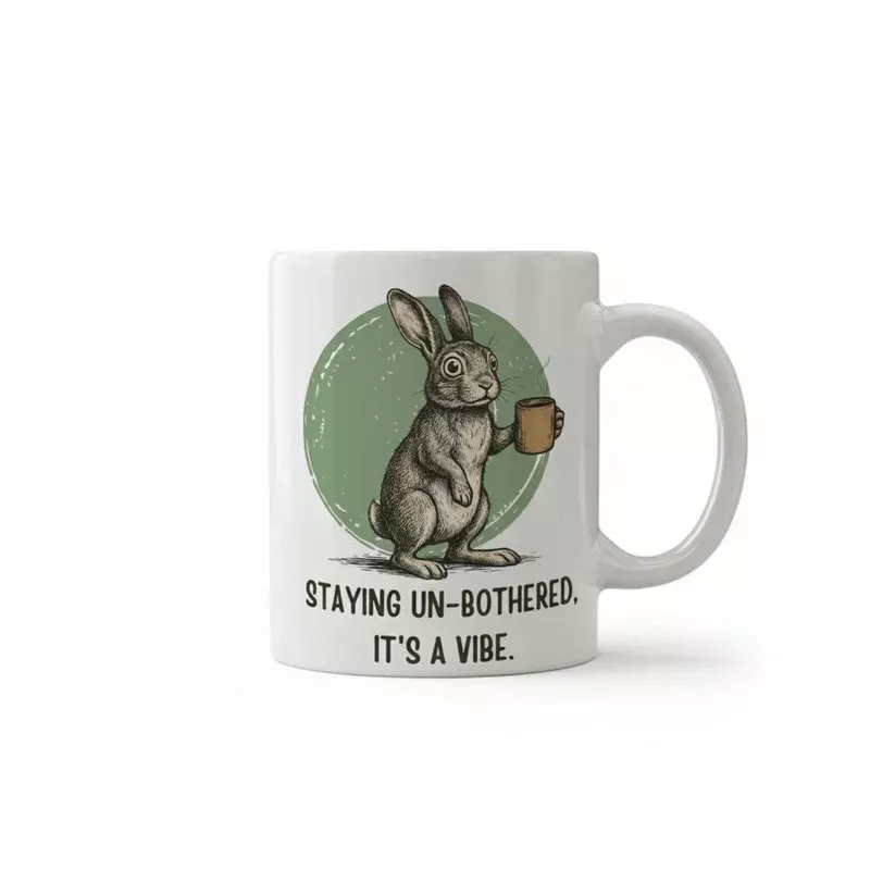 Dyzi Staying Un-bothered Its A Vibe Funny Rabbit Quote Ceramic Mug