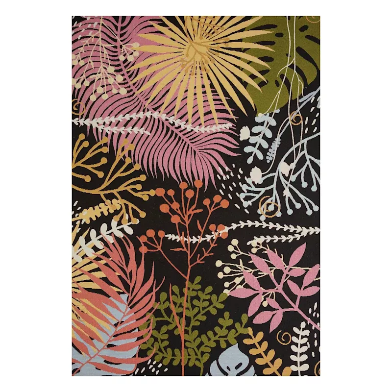 (E501) Multicolored Floral Blossoms Outdoor Area Rug, 5x8