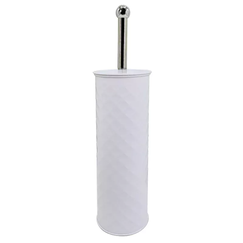 Embossed White Metal Toilet Bowl Brush