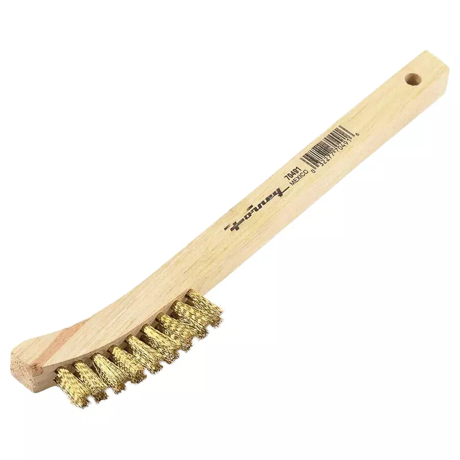 Forney Brass Scratch Brush with Curved Handle - 8-3/4"
