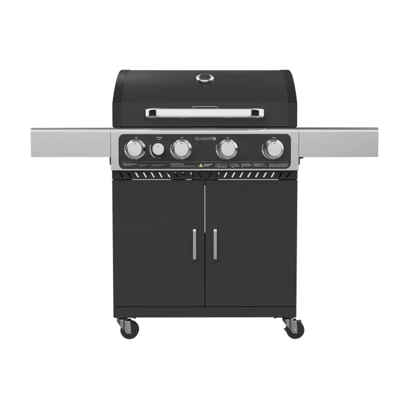Gasmate Quasar 4 Burner Trolley BBQ with Solid Hood & Side Burner