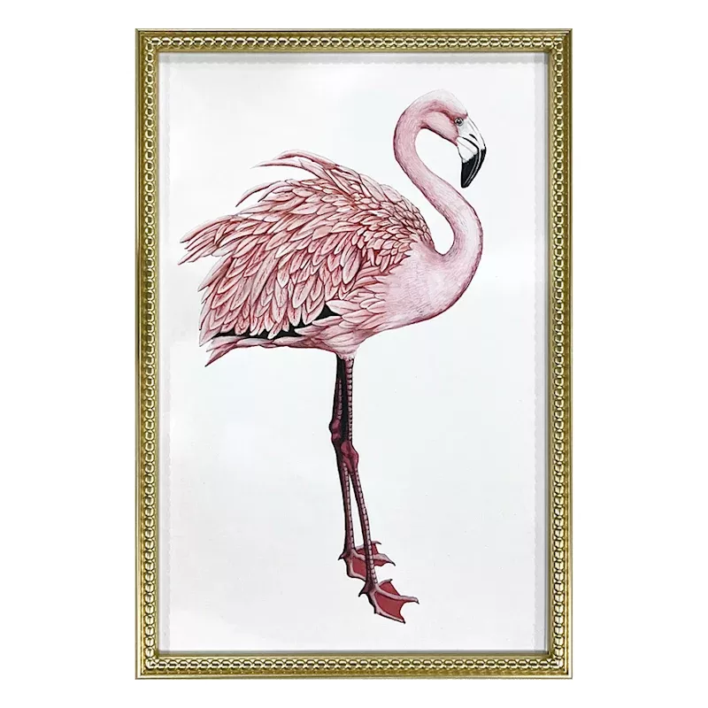 Glass Framed Flamingo Print Wall Art, 18x26