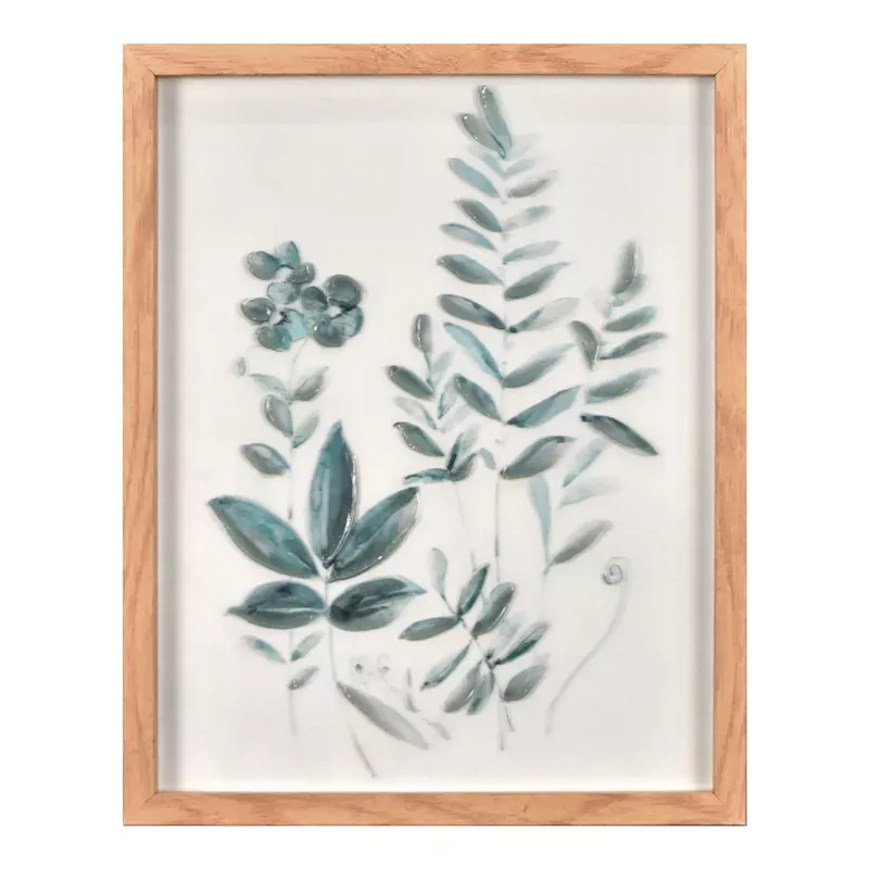 Glass Framed Leaves Print Wall Art, 11x14