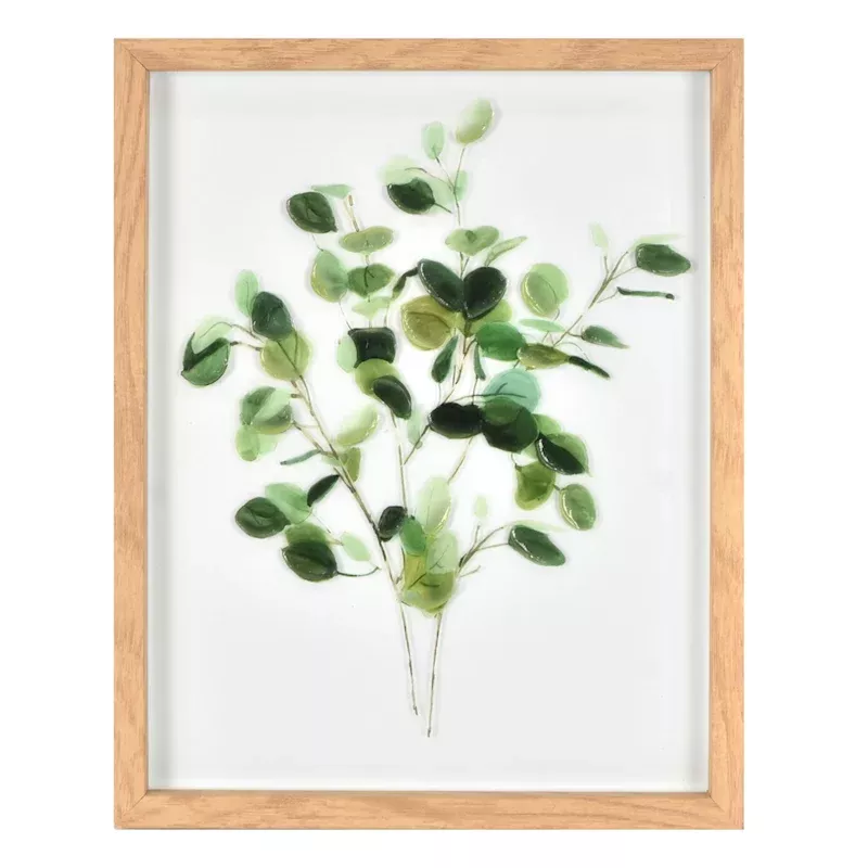 Glass Framed Leaves Print Wall Art II, 11x14