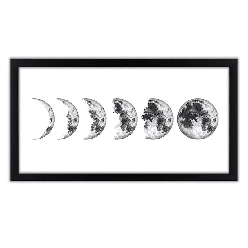 Glass Framed Moon Phases Print Wall Art, 26x14