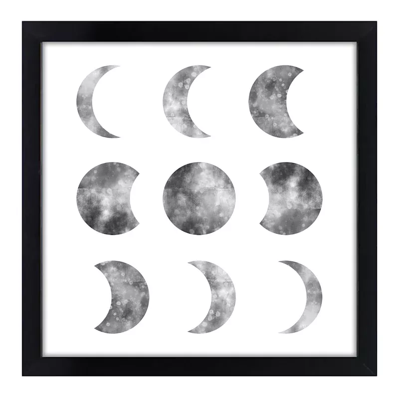 Glass Framed Printed Moon Phases Wall Art, 20"
