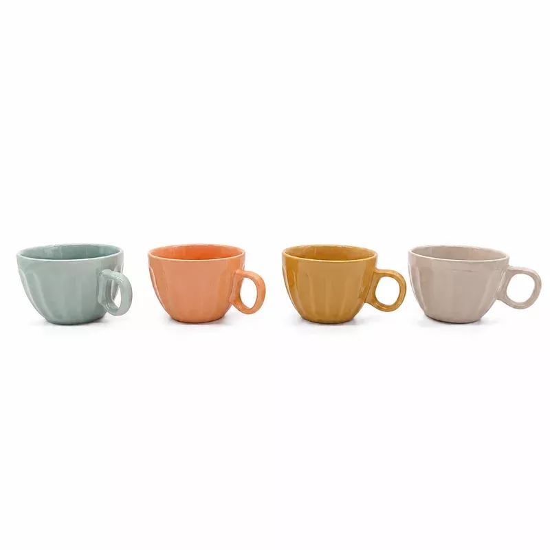 Glim & Glam Ceramic Coffee Mugs 4pc Set 15oz Large Tea Cups Assorted Colours