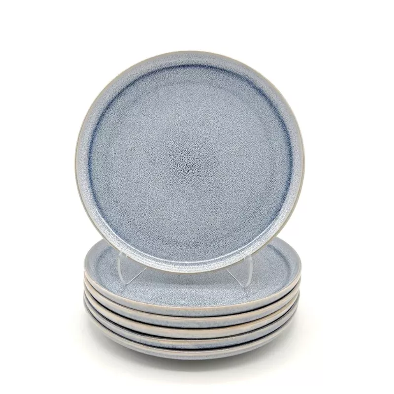 Glim & Glam Reactive Ash Blue Glaze Dinnerware Dinner Plate Set 26.5cm