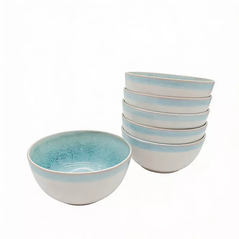 Glim & Glam Reactive Blue Glaze Dinnerware Cereal Bowl Set 14cm