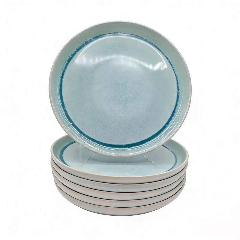 Glim & Glam Reactive Blue Glaze Dinnerware Dinner Plate Set 27cm