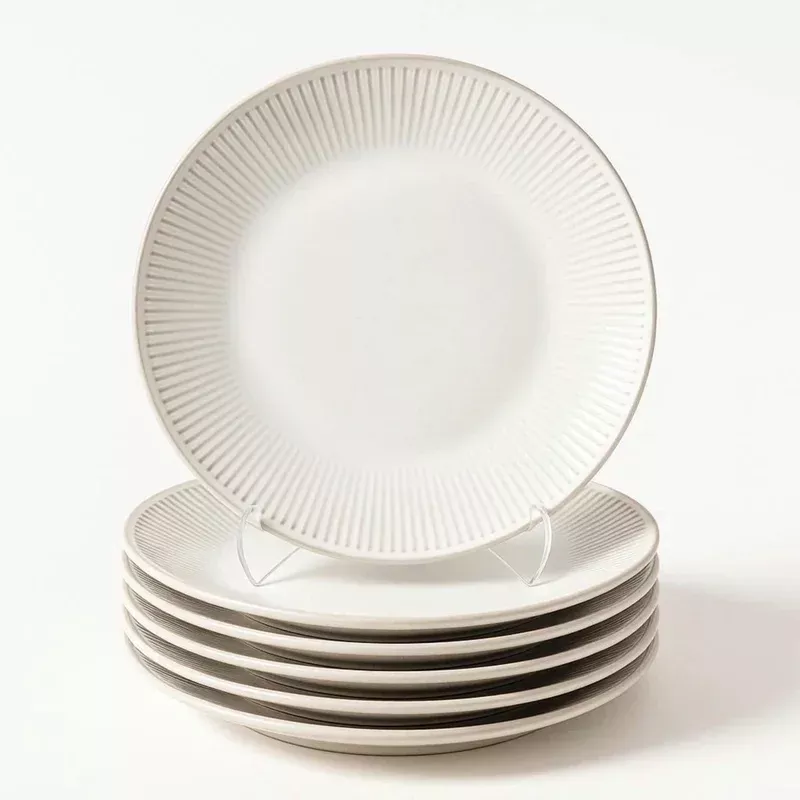 Glim & Glam Reactive Cream Glaze Dinnerware Dinner Plate Set 26cm