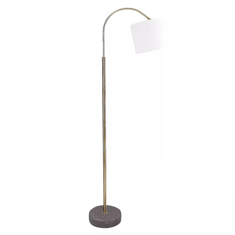 Gold Arc Metal Floor Lamp with Black Base, 64"