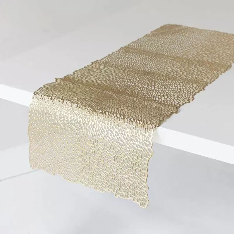 Gold Bloom Pressed Vinyl Centerpiece Table Runner, 14x39