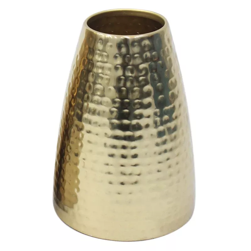Gold Hammered Vase, 7"