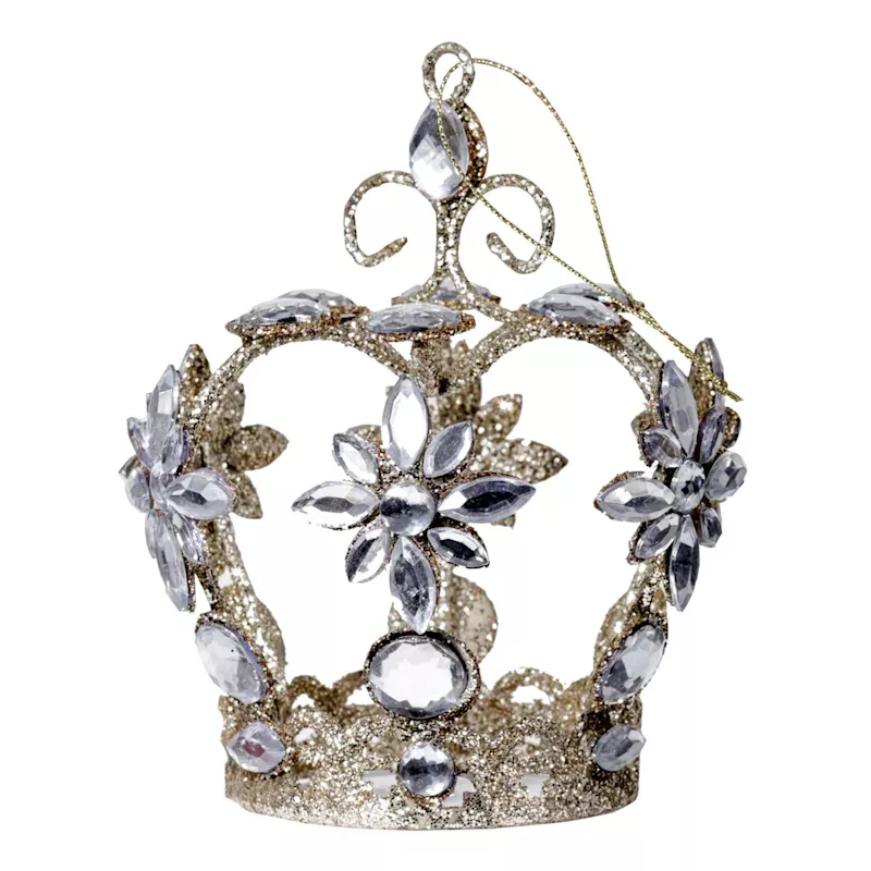Gold Metal Crown Ornament, 4"