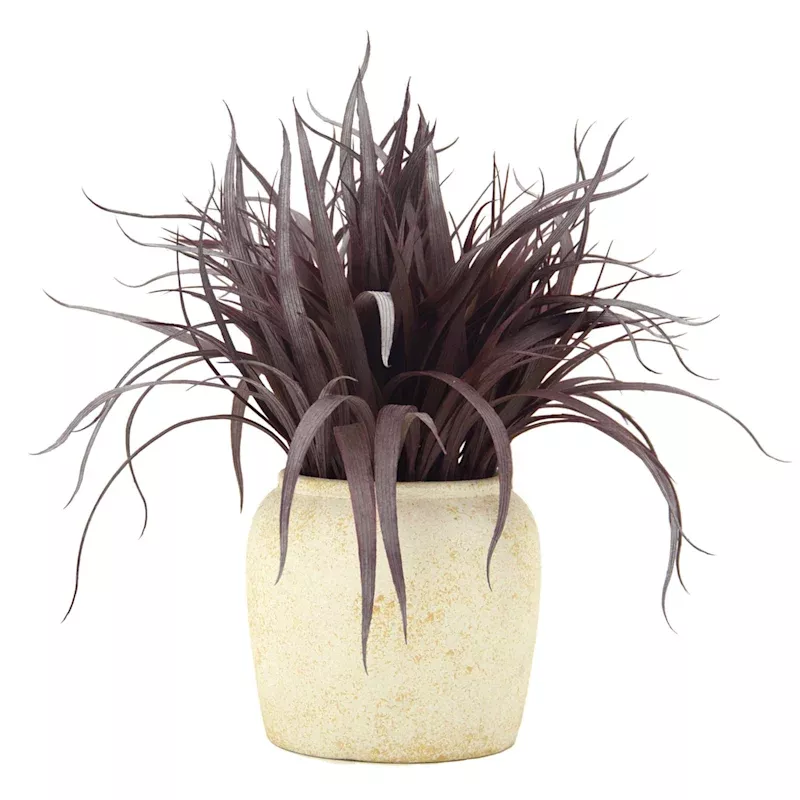 Grass Bundle in Cement Vessel, 11"