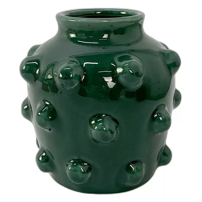 Green Bubble Ceramic Vase, 6.5"