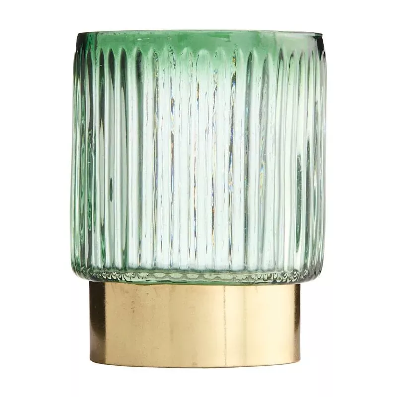 Green Glass Votive Candle Holder, 4"