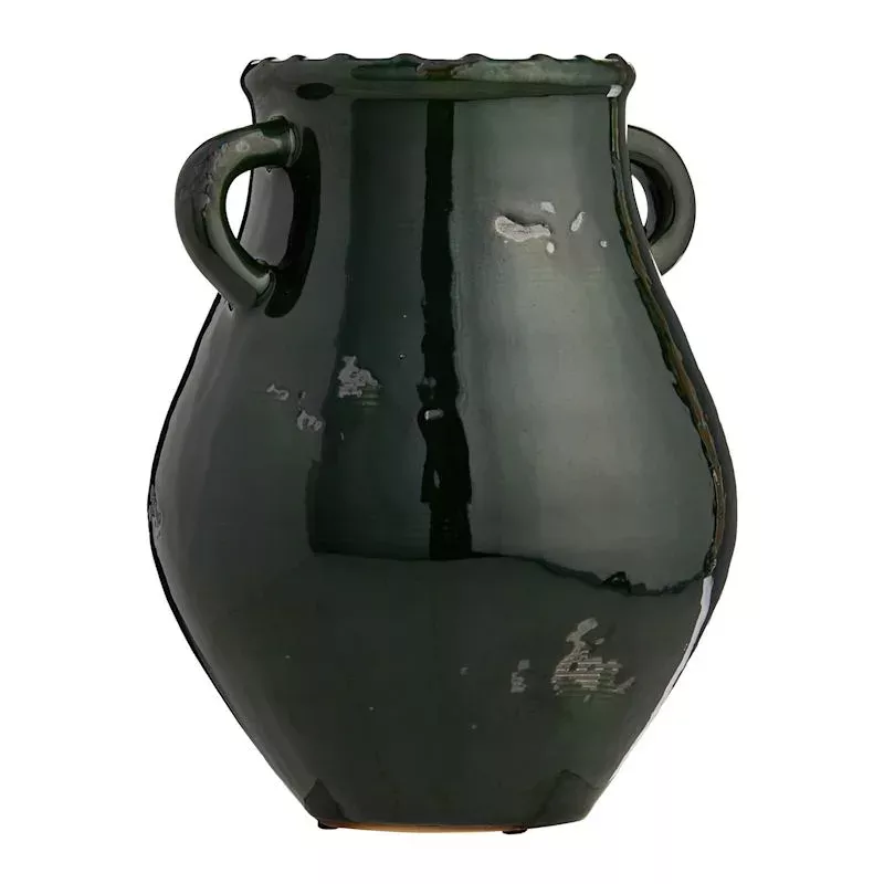 Green Glazed Vase, 9"