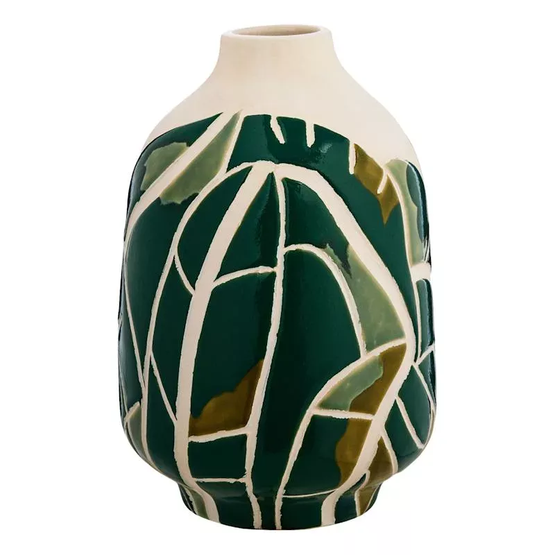 Green Palm Vase, 9"