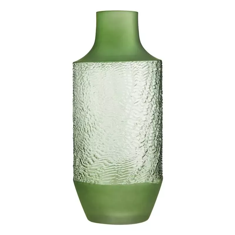 Green Textured Glass Vase, 13"