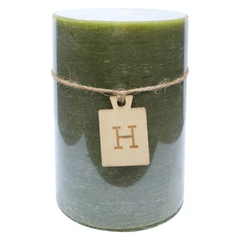 Green Unscented Pillar Candle, 4x6