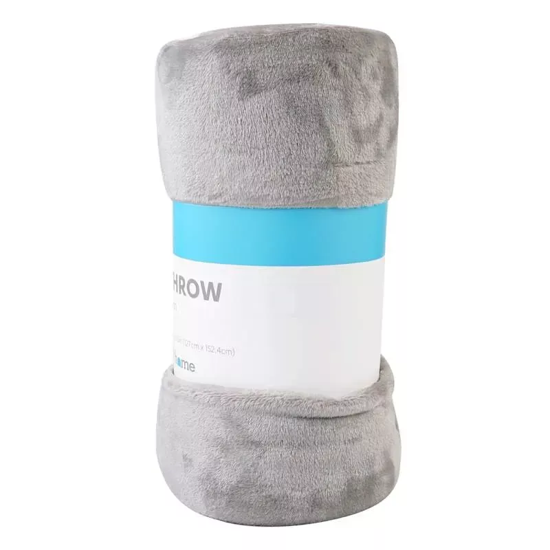 Grey Microfiber Plush Throw Blanket, 50x60