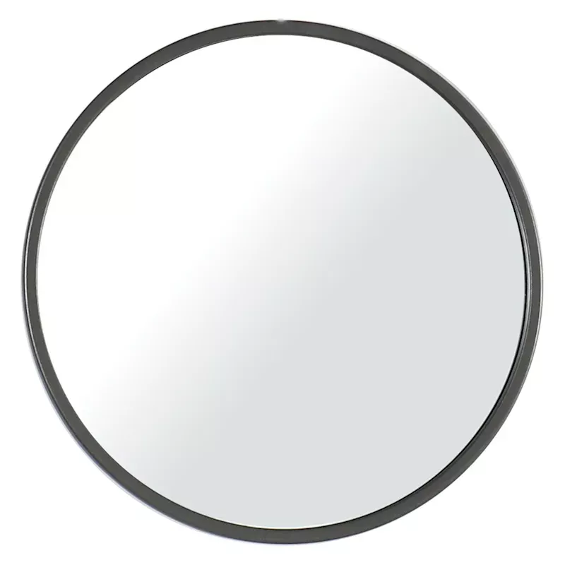 Gunmetal Metal Round Wall Mirror, 14"