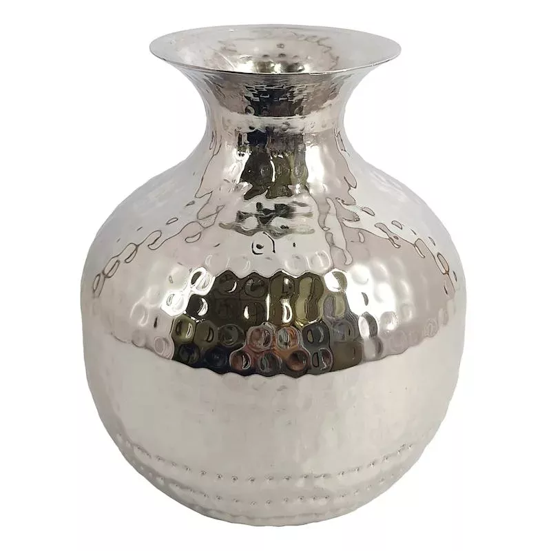 Hammered Metal Vase, 8"