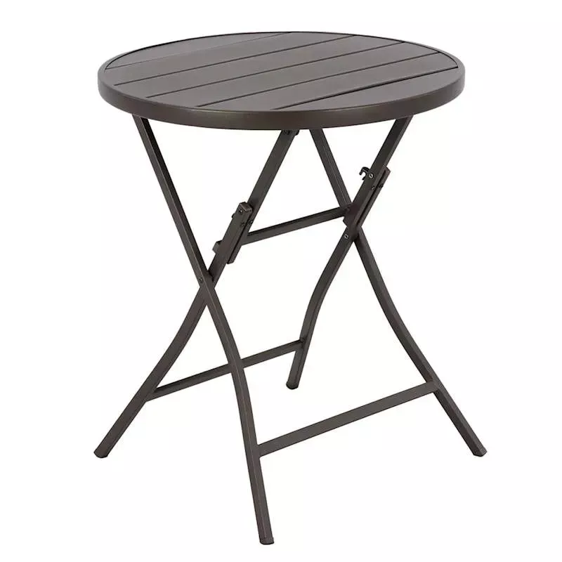 Hampton Metal Patio Folding Table, Brown