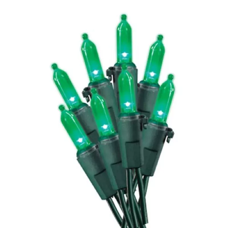 Holiday Wonderland 4057-88A 50-Count Mini Green Christmas Holiday Light Set – Quantity of 2