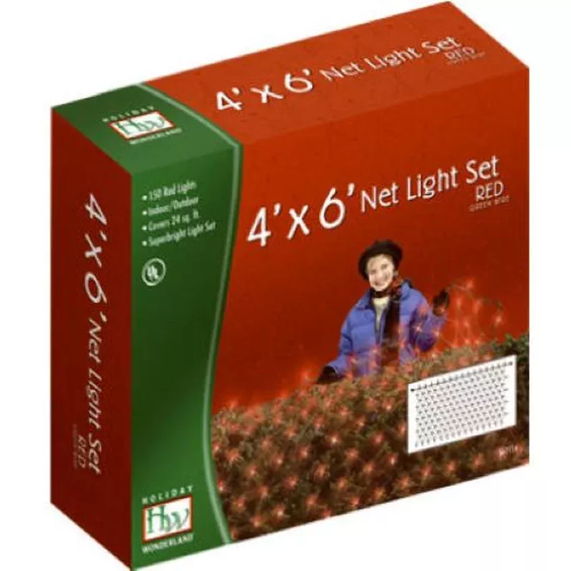 Holiday Wonderland 48953-88 150-Count 4′ x 6′ Red Christmas Net Light Set – Quantity of 1