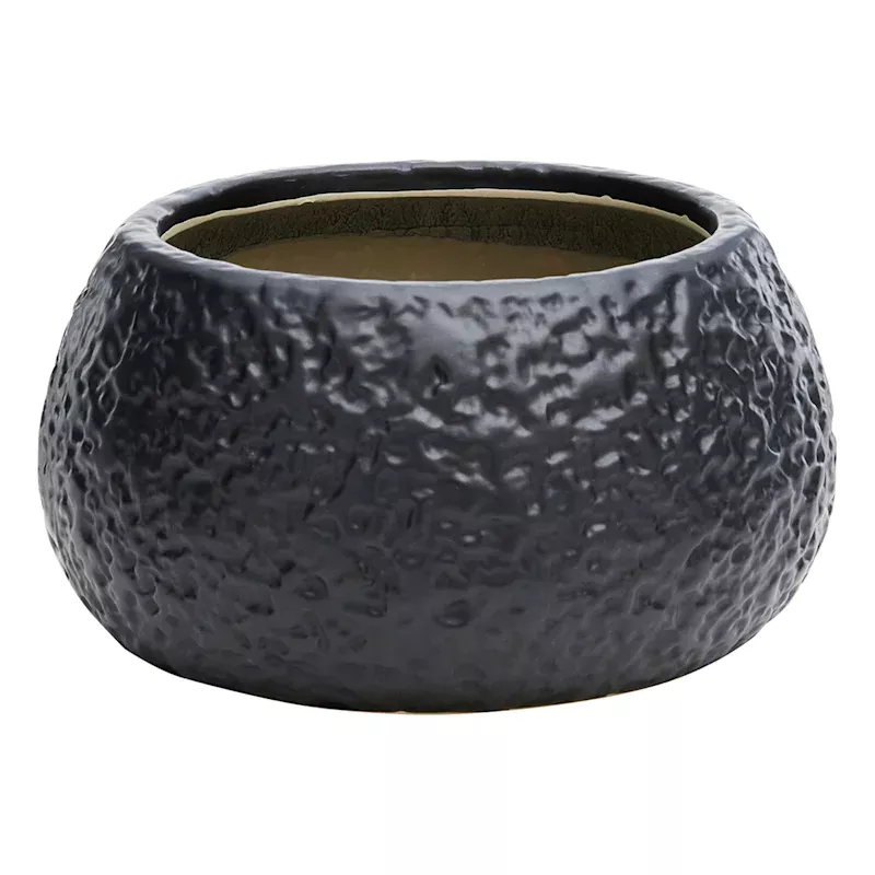 Indoor Black Textured Bowl Pot, 7"