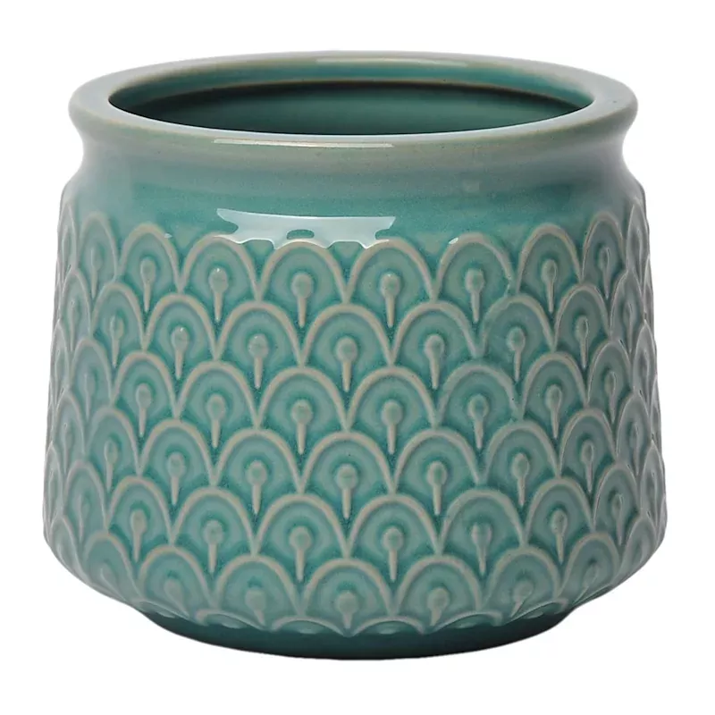 Indoor Blue Glazed Carolina Planter, 5.1"