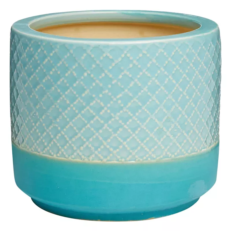 Indoor Blue Reactive Glaze Diamond Pot, Small