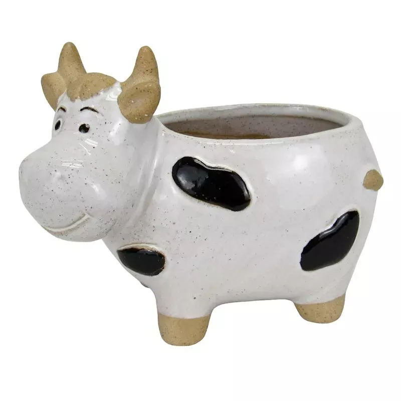 Indoor Cow Ceramic Pot, Extra Small