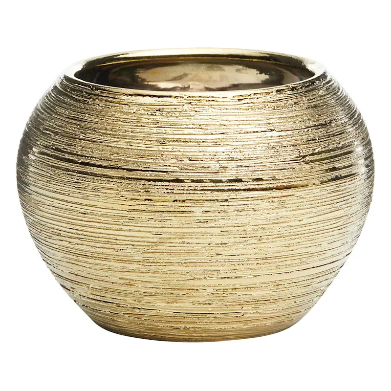 Indoor Gold Round Textured Planter, 3.7"