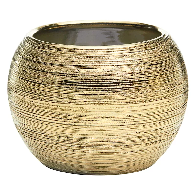 Indoor Gold Round Textured Planter, 4"