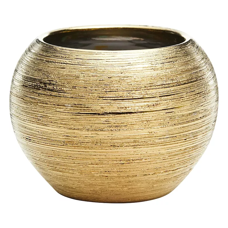 Indoor Gold Round Textured Planter, 5"