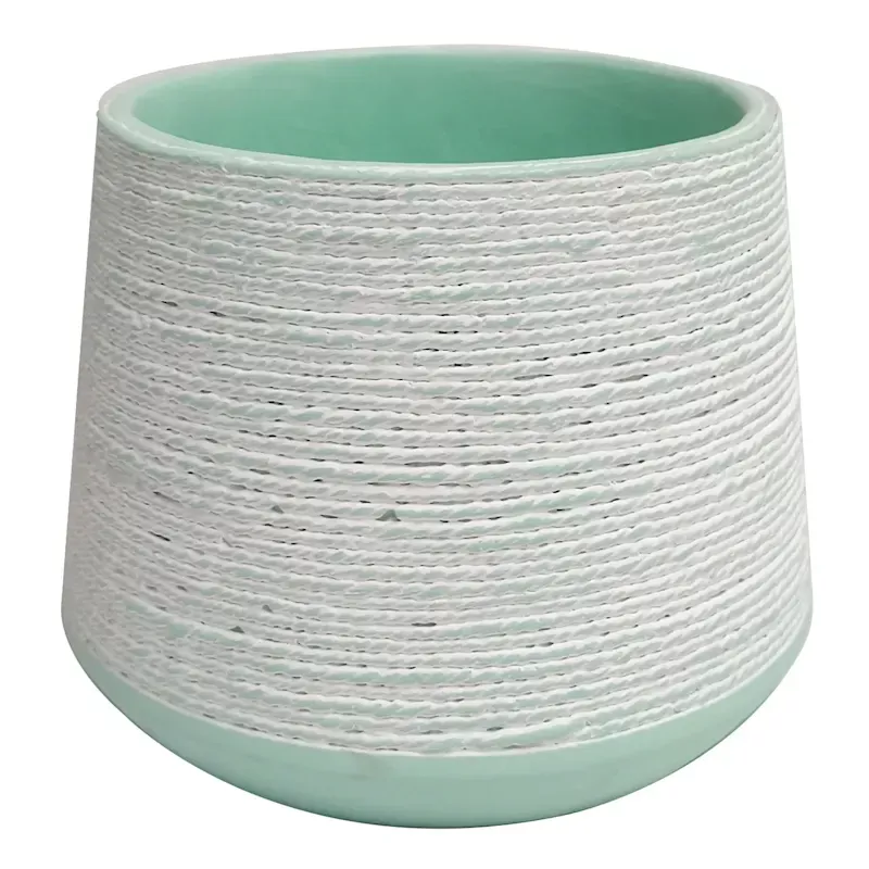 Indoor Green Concrete Rope Pot, Small